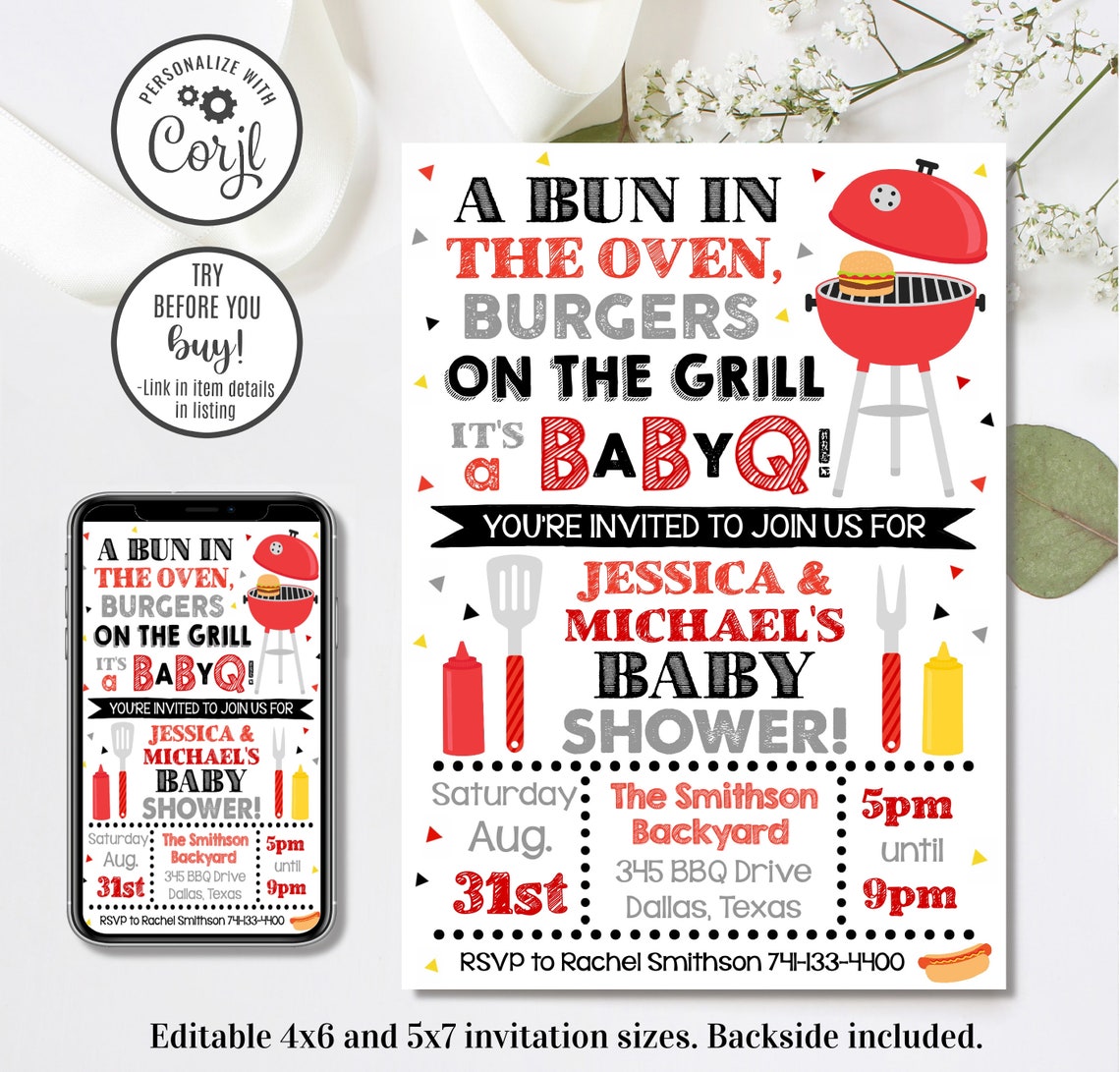 Editable BBQ Baby Shower Invitation Babyq Invitation - Etsy