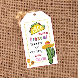 Editable Fiesta Tag, Taco Party Favor Tags, Fiesta Birthday Tag, Template
