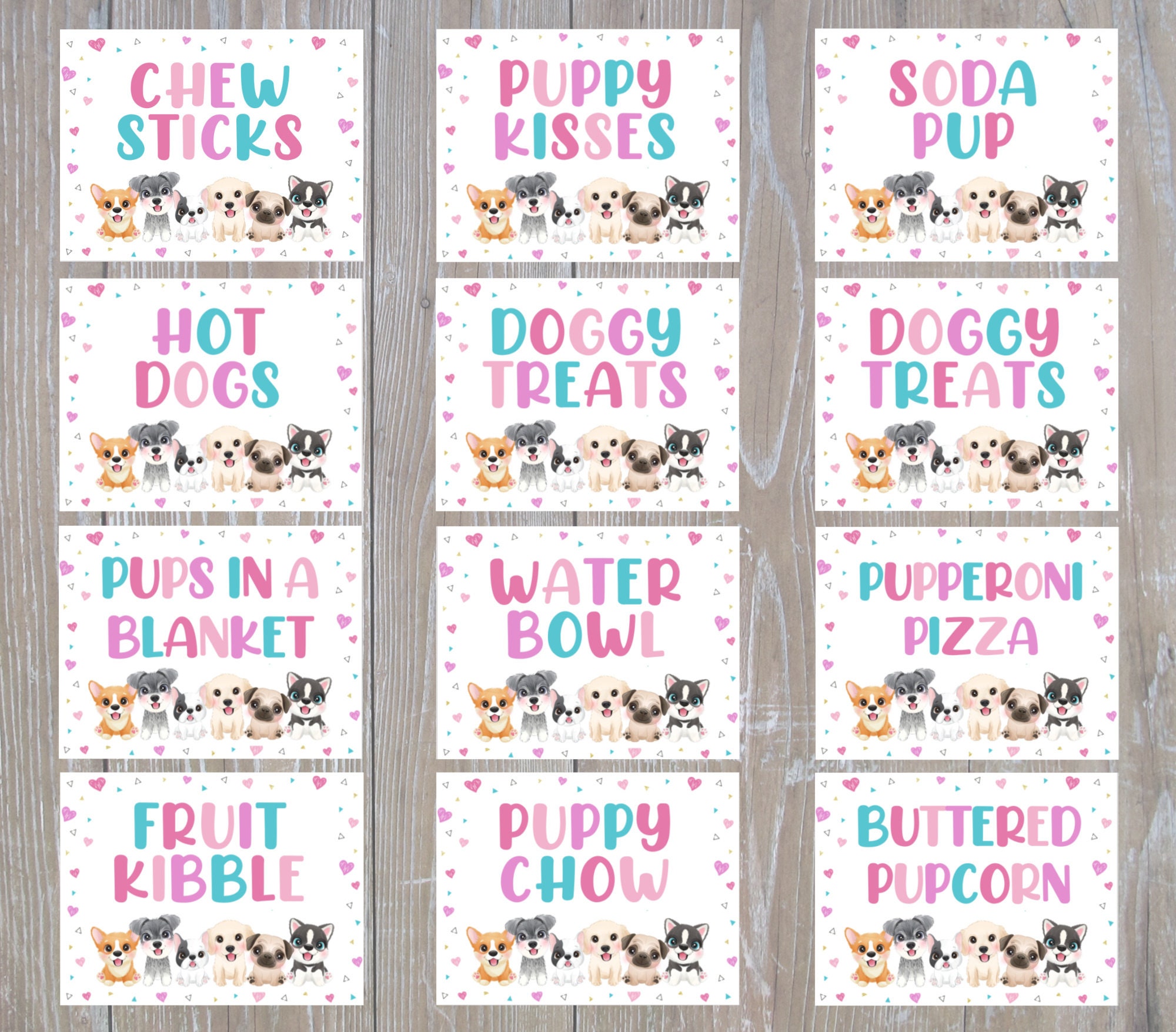 Editable Puppy Table Tents, Puppy Food Tent, Puppy Food Signs