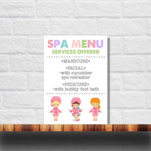 Bearbeitbares Spa-Menü, Spa-Geburtstagsschild, Vorlage