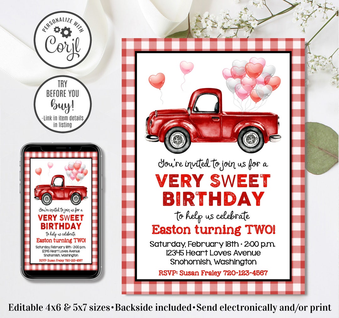 Editable Valentine Birthday Invitation Boy Valentine Etsy