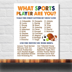 What&#39;s Your Sports Name Printable, Sports Name Game Instant Download