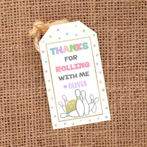 Editable Bowling Tag, Bowling Party Favor Tags, Bowling Birthday Party, Template