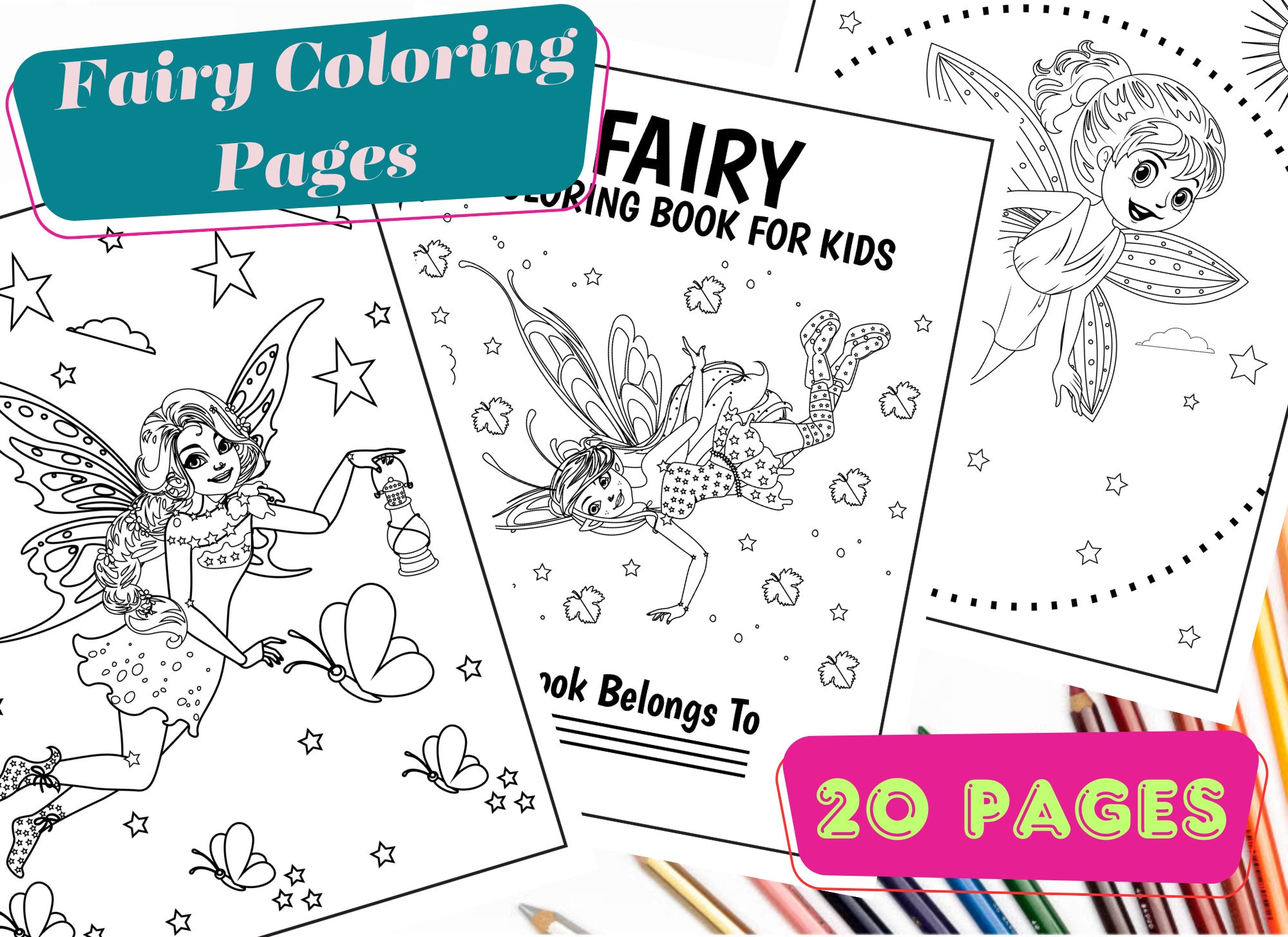Digital Printable Fairy Coloring Pages PDF | Fairies for Kids ...