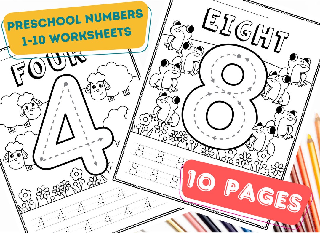 Digital Printable Preschool Numbers 1-10 Worksheet Pages PDF ...