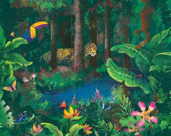Ilustración digital de la selva tropical