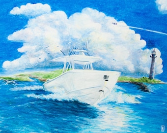 Ilustración de un barco de pesca