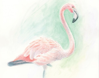 Pintura de acuarela Flamingo