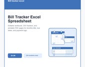 Bill Tracker Excel Spreadsheet, Monthly Payment Planner, Household Organizer, Due Date Checklist