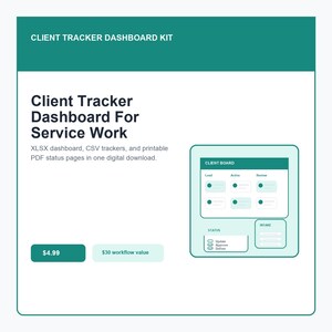 Kunden-Tracker-Dashboard-Kit-Digital-Download, XLsx-Arbeitsblatt, Csv Crm, druckbare Pdf- Statusberichtvorlagen