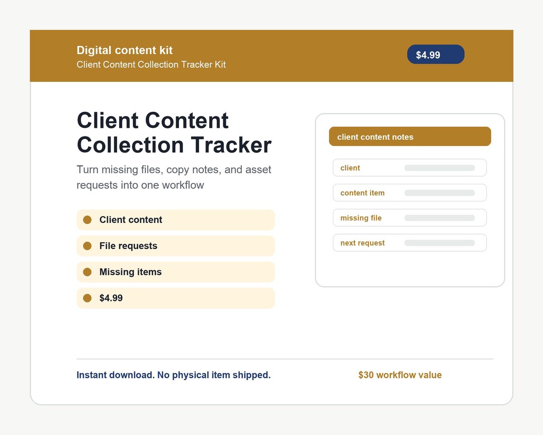 Client Collection Client Content Collection Tracker Kit, Asset Request Template, File ...
