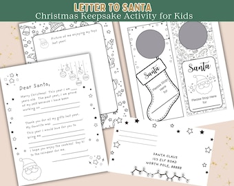 Santa Letter Printable Bundle, Letter to Santa Christmas Keepsake Activity for Kids, Christmas Memory Craft with Photo Page