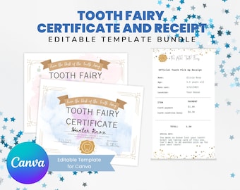 Editable Tooth Fairy Certificate and Receipt Template (Canva)