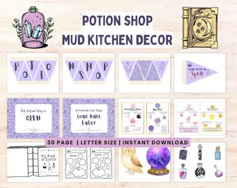Potion Shop Mud Kitchen Decor Kit, Potion Cards (Digital Download)
