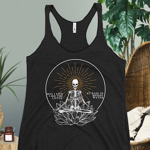 Meditatie shirt, lotusbloem shirts, Boho tanktop, hippie tanktops, actieve slijtage, schedeltop, maattabel, alternatieve mode, yogatanks