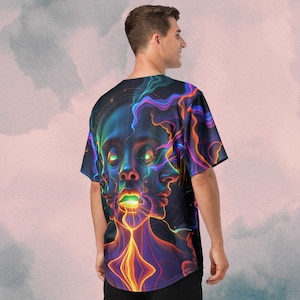 Double Vision Soundwave, Rave Jersey, EDM Jersey, Festival Shirts, Trippy Shirt, Rave Wear, Size Chart, Psychedelic Pattern, Multi Face, EDM