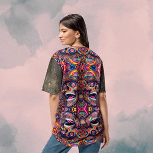 Neon Void, EDM Jersey, Rave Wear, Size Chart, Trippy Shirt, Festival Gear, Psychedelic Pattern, Baseball Jersey, Rave Clothing, Rave Outfit