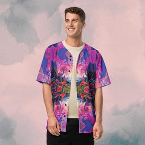 Mind Warp, EDM Jersey, Rave Wear, Size Chart, Trippy Shirt, Festival Gear, Psychedelic Pattern, Baseball Jersey, Rave Clothing, Rave Outfit