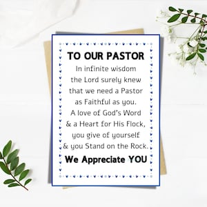 APPRÉCIATION DU PASTEUR|Remerciement Pasteur|Carte de remerciement|Carte-cadeau pour pasteur|CARTE-cadeau Dire merci|Carte-cadeau Flatlay
