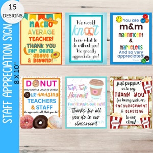 15 PACOTE DE PLACAS DE LANCHES E GULOSEIMAS DE APRECIAÇÃO AO PROFESSOR | Agradecimento a funcionários e funcionários | Placas Placa de donut rosa | Placa de bagel com tudo | Placa de biscoito