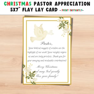 WEIHNACHTSPASTOR ANSCHÄTZUNG|Geschenkkarte|Pastor Danke|Pastor Wertschätzung Weihnachtskarte|Worte der Ermutigung an Pastor|Frohe Weihnachten