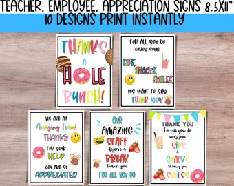 Teacher Appreciation Snack Signs Bundle: 10 Treat Designs (Digital Download)