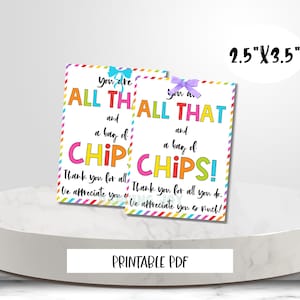 Bag of Chips Appreciation Gift Tag: Teacher, Nurse, Staff Thank You (Digital Download)