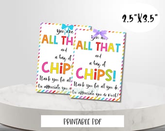 Bag of Chips Appreciation Gift Tag: Teacher, Nurse, Staff Thank You (Digital Download)
