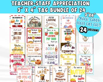 Staff Appreciation Gift Tags Bundle: Snack & Candy Bundle (Digital Download)