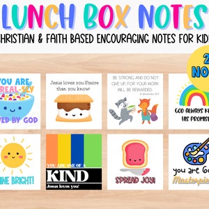 Christliche Lunchbox Notizzettel für Kinder. Druckbare Schulnoten. Affirmationskarten.