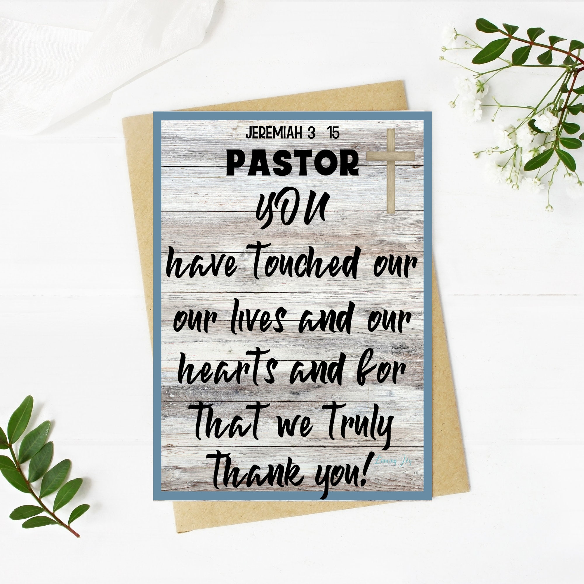 PASTOR APPRECIATION You Have Touched Our Lives Flatlay Gift Cardpastor