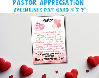 Pastor Appreciation Valentine&#39;s Day Card (Digital Download)