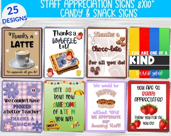 Teacher Appreciation Snack Signs Bundle: 25 Designs (Digital Download)