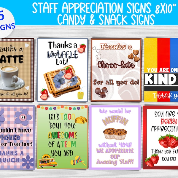 Teacher Appreciation Staff Food Signs Etsy