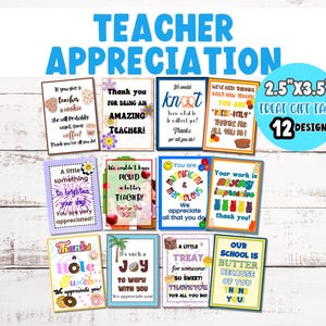 12 Staff & Candy APPRECIATION Gift Tags BUNDLE|Teacher Appreciation Gift Tags|Snack and Treat Tags|Employee Snack and Candy Tags|12 DESIGNS