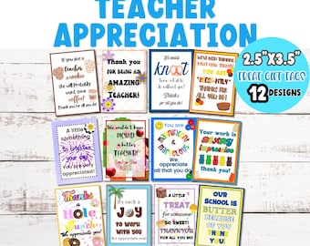 12 Staff & Candy APPRECIATION Gift Tags BUNDLE|Teacher Appreciation Gift Tags|Snack and Treat Tags|Employee Snack and Candy Tags|12 DESIGNS