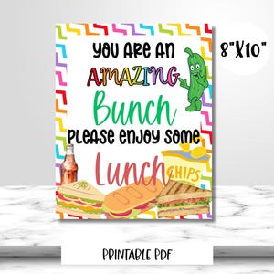 LUNCH APPRECIATION Sign|Teacher, Staff, Employee, Volunteer, Nurse, Coworker Appreciation|Thank You Sign|Staff Thank You |Appreciation Lunch