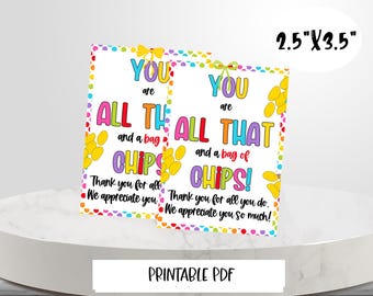 Bag of Chips Appreciation Gift Tag: Teacher, Nurse, Staff Thank You (Digital Download)