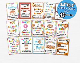 Staff Appreciation Gift Tags Bundle: Snack & Treat Designs (Digital Download)