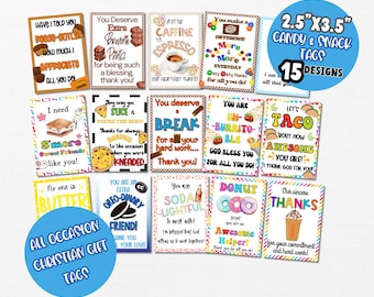Everyday All Occasion Christian Appreciation Gift Tags Bundle: Snack & Candy (Digital Download)