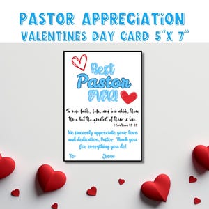PASTOR APPRECIATION VALENTINE&#39;S Day Flat Lay Gift Card|Scripture & Appreciation Card|Pastor Thank You Card|Grateful for Pastor