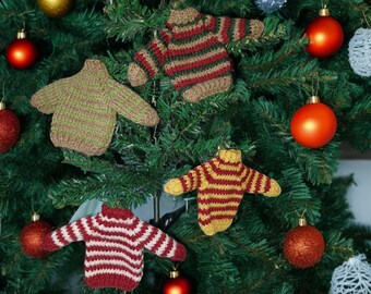 Hand Knit Christmas Sweater Ornament: Ugly Xmas Tree Decor