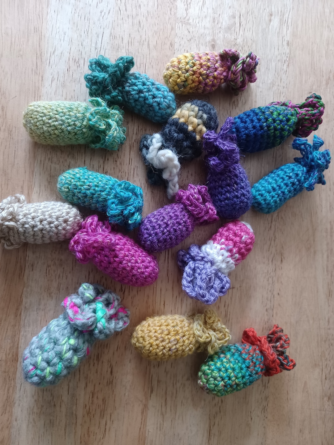 Set of Homemade Catnip Toys, Set of 4 Catnip Crocheted Cat Toys, Catnip