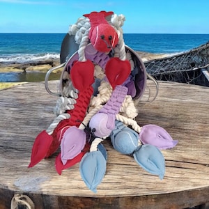 Maine Lobster Shaped Dog Toy, Squeaker Tug Toy, Durable Hand Pieced Dog Toy, Heavy Chewer, durable, Fetch Toy, dog toys, dog toy, squeaky