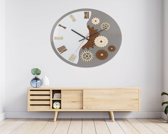 Laser Cut Decorative Wall Clock 3,5 mm Plywood Layout Vector | CNC File, Laser Cutting File | Dxf, Svg, Jpg, Cdr, Eps Vector