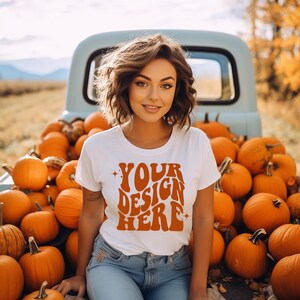 White Bella Canvas 3001 Mockup | Bella Canvas Weißes Shirt Mockup | Gildan Tshirt Modell Mockup | Weißes Shirt Mockup | Halloween Herbst Mock up