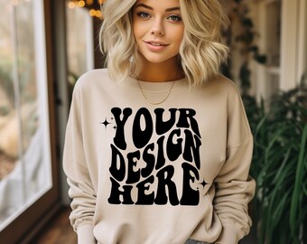 Gildan Sand 18000 Mockup | Gildan Sweater Mock up | Sweatshirt Model Mockup | Gildan G180 Mockup | Sand Boho Mockup | Desert Fall Western