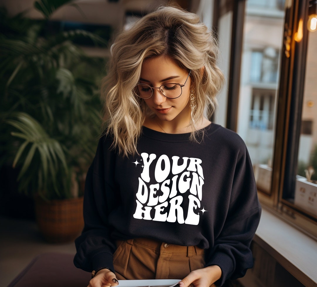 Gildan Black 18000 Mockup Gildan Sweater Mock up Oversized Sweatshirt