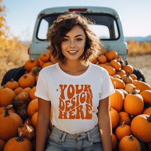 White Bella Canvas 3001 Mockup | Bella Canvas Weißes Shirt Mockup | Gildan Tshirt Modell Mockup | Weißes Shirt Mockup | Halloween Herbst Mock up