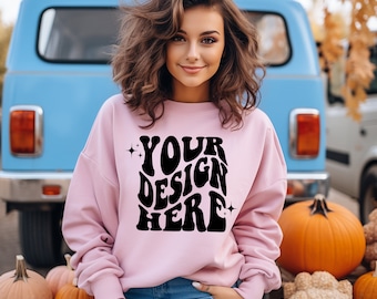 Gildan Light Pink 18000 Mockup | Gildan Sweater Mock up | Sweatshirt Model Mockup | Gildan G180 Mockup | Halloween Fall Thanksgiving